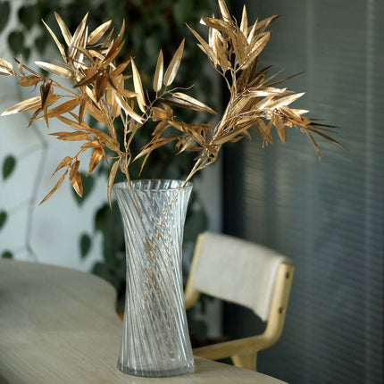 AliKopy 2-Pack Gold Metallic Bamboo Leaf Branches - Shiny Faux Stems