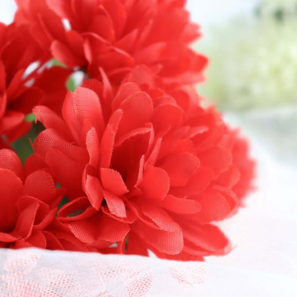 AliKopy 12 Red Artificial Silk Chrysanthemum Flower Bouquets - Lifesiz