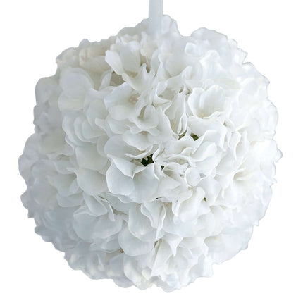 AliKopy 4 Pack 7" White Silk Hydrangea Kissing Flower Balls - Durable