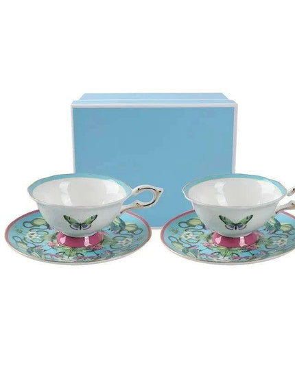 Charming European Porcelain Tea Set with Butterfly Design and British Elegance
