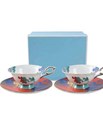 Charming European Porcelain Tea Set with Butterfly Design and British Elegance