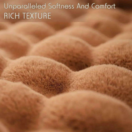 Brown Faux Rabbit Fur Cozy Throw Blanket - Luxuriously Soft 60'' X 80'' Plush Blanket