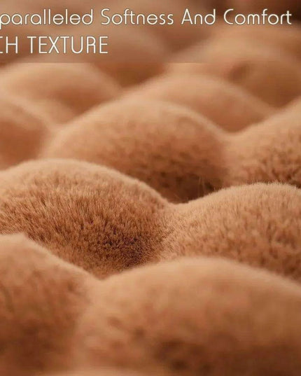Brown Faux Rabbit Fur Cozy Throw Blanket - Luxuriously Soft 60'' X 80'' Plush Blanket