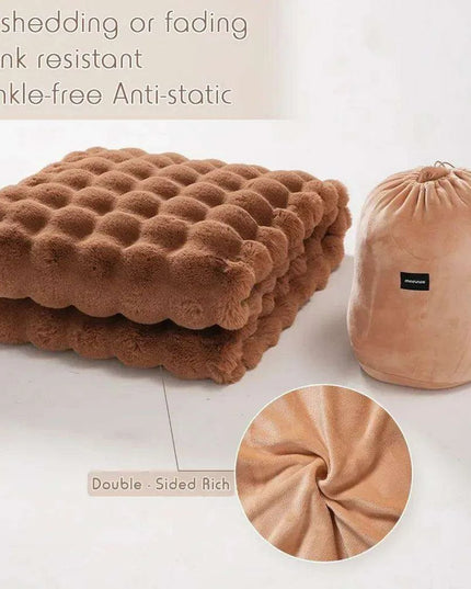 Brown Faux Rabbit Fur Cozy Throw Blanket - Luxuriously Soft 60'' X 80'' Plush Blanket
