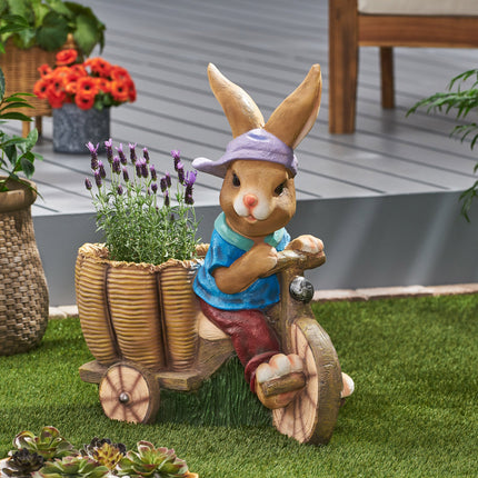 Room and Decor Mgo Rabbit Planter - Blue & Brown, Durable Magnesium Ox