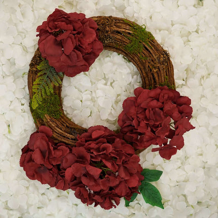 AliKopy Burgundy Satin Hydrangeas - 10 Flower Heads & Stems, DIY Frien