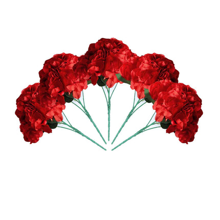 AliKopy 5 Bushes Red Artificial Silk Hydrangea Bouquets, Realistic Des