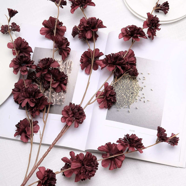 AliKopy 42" Tall Burgundy Artificial Silk Carnation Flower Stems - 2 B