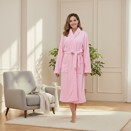 RONGTAI Womens Bathrobe Ladies Fleece Plush Warm Long Robes Fleece Nig
