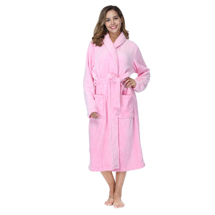 RONGTAI Womens Bathrobe Ladies Fleece Plush Warm Long Robes Fleece Nig