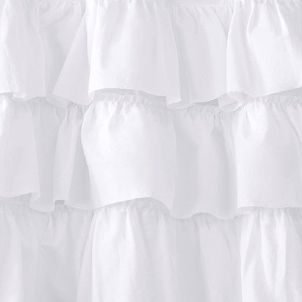 Room & Decor Cotton Oversized Ruffle Valance, White, 50x18", Elegant D