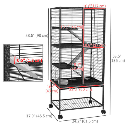 Peekaboo Studio Rolling Small Animal Cage 53.5"H with Removable Tray &