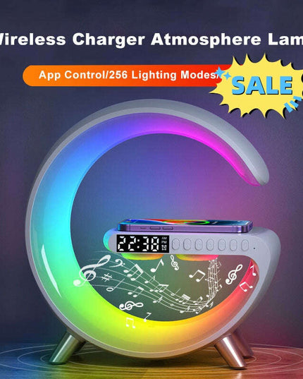 New Intelligent G Shaped LED Lamp Bluetooth Speake Wireless Charger Atmosphere Lamp App Control For Bedroom Home Decor