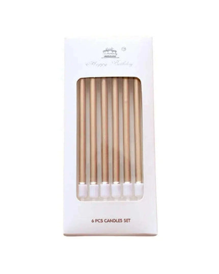 Metallic Birthday Candle Set - 6pcs Chrome Gold & Silver Cake Decorations for Weddings and Baby Showers