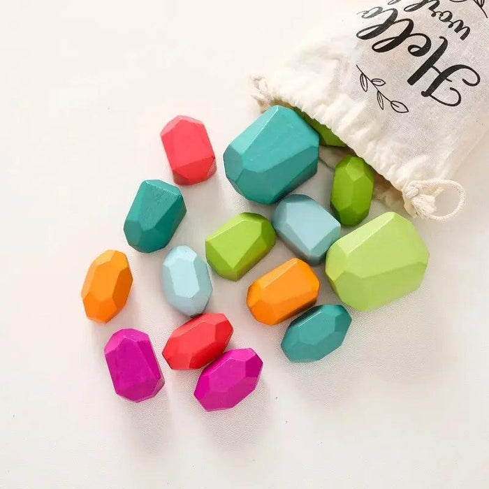 Colorful Wooden Building Blocks Kit for Creative Learning and Logical Development