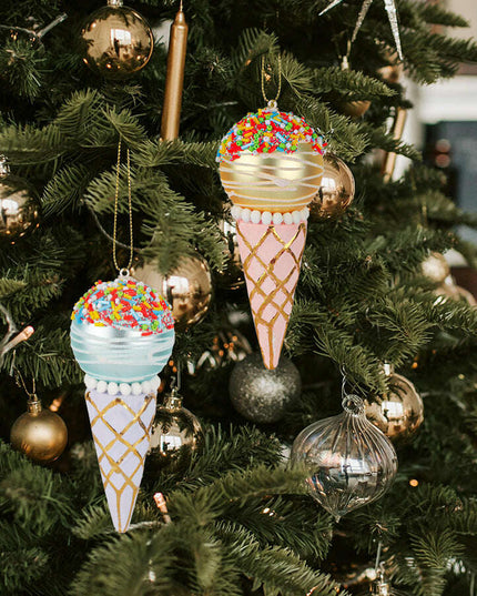 Simulation Ice Cream Christmas Tree Decorative Glass Pendant