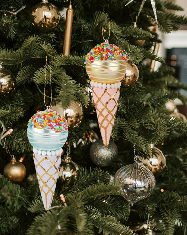 Simulation Ice Cream Christmas Tree Decorative Glass Pendant