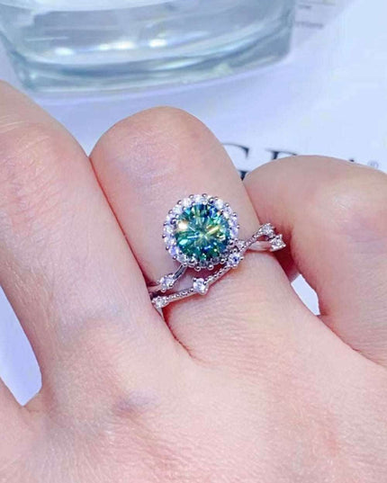 Stunning 1 Carat Lab-Created Diamond and Zircon Adorned Platinum Ring