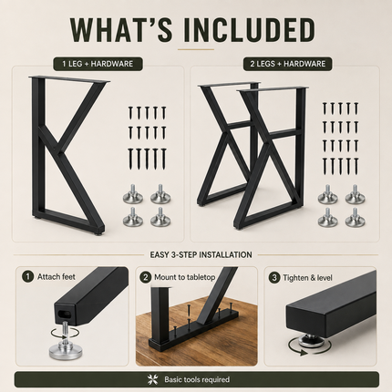Wrought Iron Table Legs with Integrated Bookshelf Compartment — Modern Bar Stand