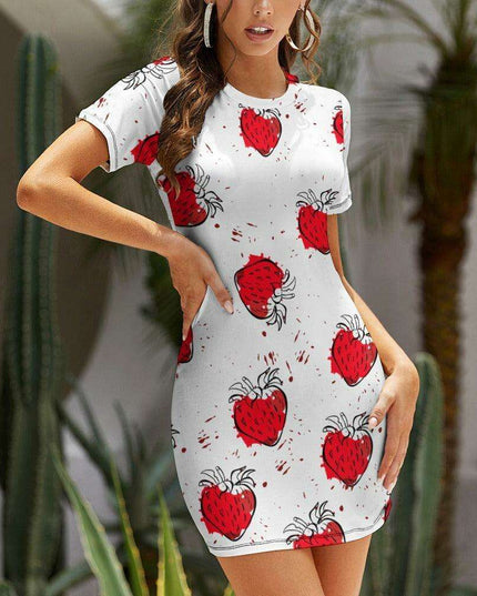 Chic White Short Sleeve Crew Neck Dress - A Must-Have for Every Wardrobe