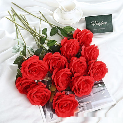Peekaboo Studio Artificial White Raw Silk Rose - Realistic & Durable