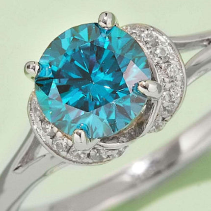 Elegant Multicolored Lab-Grown Diamond Ring in Sterling Silver