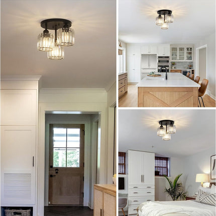 Room & Decor Black Crystal Semi Flush Mount Ceiling Light, 3 Lights