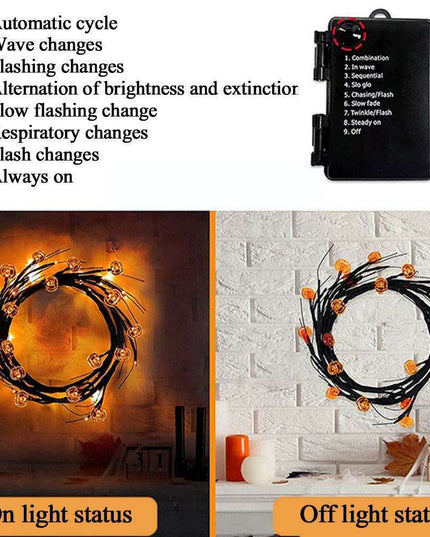 Halloween LED Willow Vine String Light Cool Cartoon Bat Pumpkin Decoration For Indoor Outdoor Party House Decor