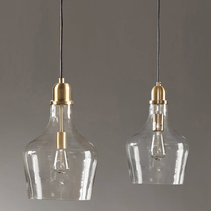 Room & Decor Bell Shaped Glass Pendant Light - Gold Finish, 13" Diamet