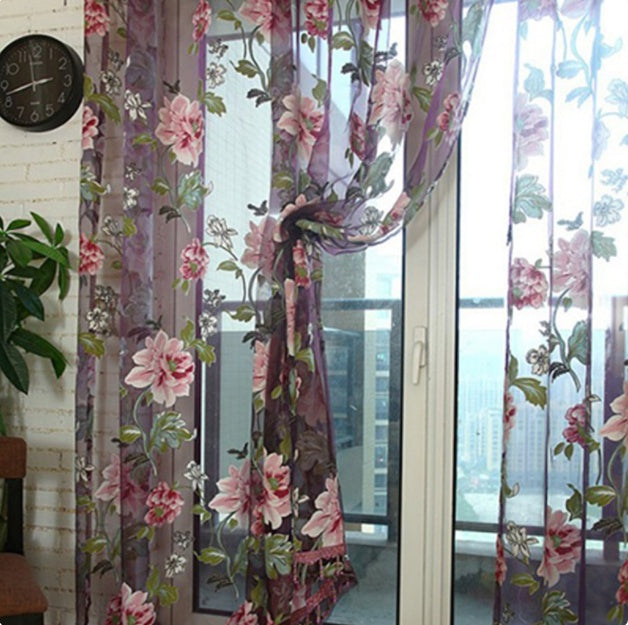Peony Jacquard Burnt-Out Sheer Curtain | 5 Colours, 3 Heading Types