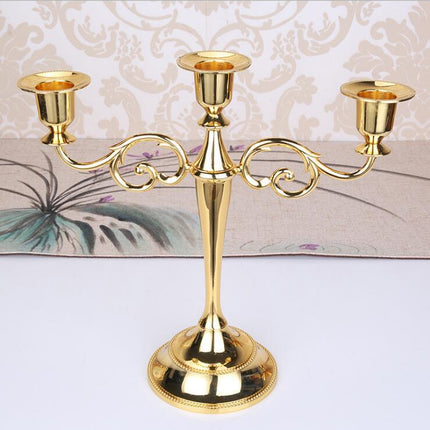 European Style Three Head Candlestick Ornament – Die-Cast Metal Home Decoration