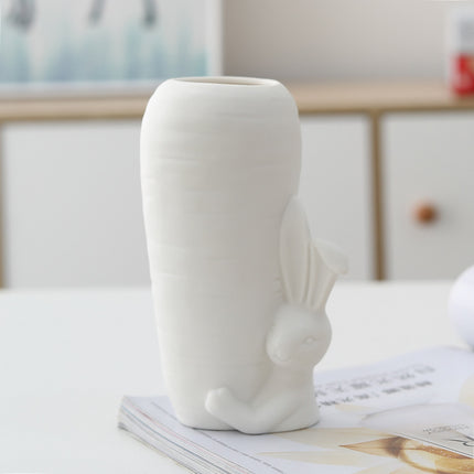 White Ceramic Animal Vases Set Giraffe Rabbit Cat Elephant Home Decor
