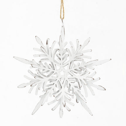 Room & Decor Set of 6 White Iron Snowflake Hanging Christmas Ornaments