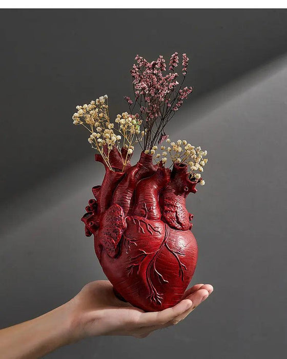 Anatomical Heart Resin Flower Vase - Unique Home Decor Accent