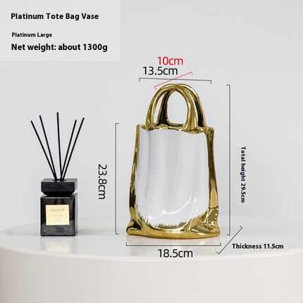 Elegant Platinum Ceramic Portable Vase Modern Home Decor