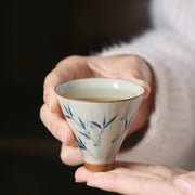 Underglaze Hand Painted Bamboo Bamboo Hat Small Teacup