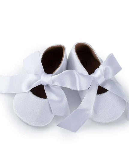 Adorable Baby Girl Crib Shoes with Butterfly Knot - Non-slip Soft Cotton Rubber First Walkers