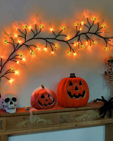 Halloween LED Willow Vine String Light Cool Cartoon Bat Pumpkin Decoration For Indoor Outdoor Party House Decor