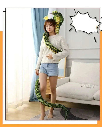 Realistic Cobra Snake Plush Toy - Versatile Educational Stuffed Animal for Home Decor and Play