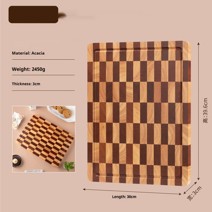 Wooden Cutting Board Grid Chessboard Pattern 40 By 30 Centimeters For Fruits