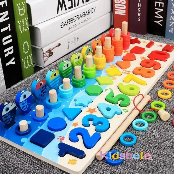Montessori Math Wooden Puzzle Fishing Game Kit - Educational Toy Set for Young Learners - Enhance Learning & Imaginative Play