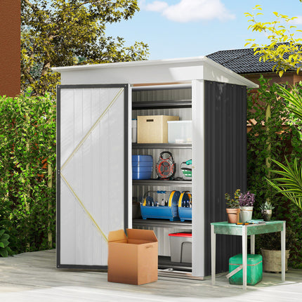 Peekaboo Studio Metal Garden Shed with Adjustable Shelf & Lock, 5'x3'x