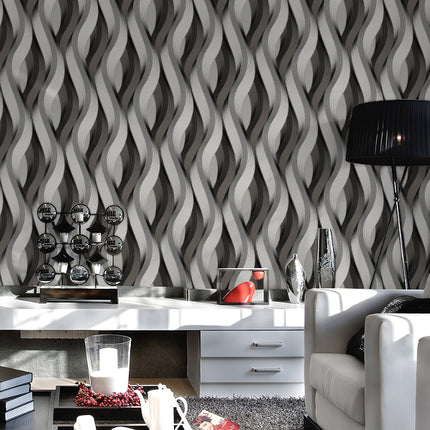 Peekaboo Studio 3D Abstract Wave Pattern PVC Wallpaper - Durable & Sty