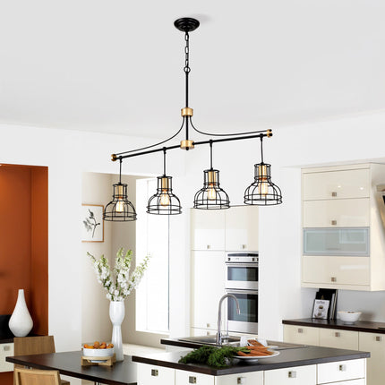 Room & Decor 40" Matte Black & Gold Linear Chandelier, 4 Lights