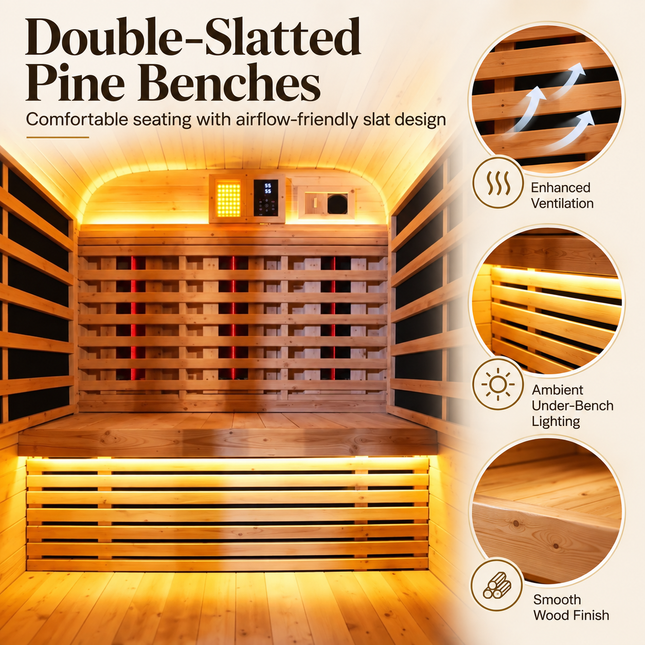 Outdoor Far Infrared Sauna Room - Carbonized Spruce, 3-4 Person