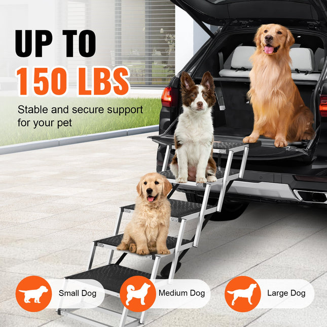 Peekaboo Studio 5-Step Aluminum Dog Stair for Cars, Folds & Supports 1