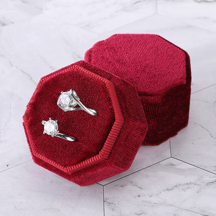 Octagon Ring Box Flannel Cloth Cloth Italian Velvet Pair Ring Jewelry