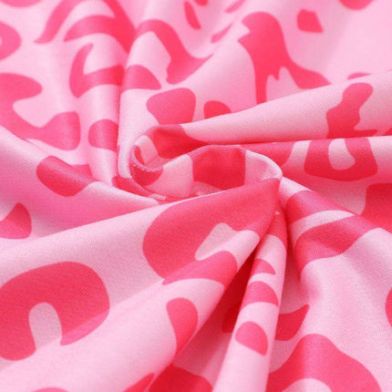 Chic Satin Pink Leopard Print Pajama Set with Bow and Shorts for Ultimate Comfort