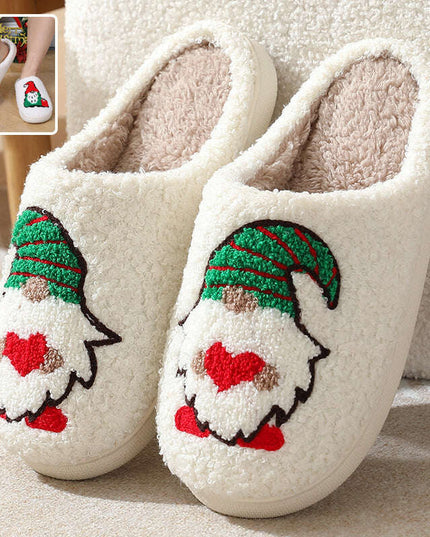 Cute Cartoon Santa Claus Home Slippers Couple Indoor Floor Bedroom Slipper Christmas Warm Shoes Women Men