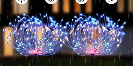 Peekaboo Studio 4 Pack Solar Firework Lights - 120 LEDs, Remote Contro
